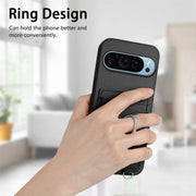 For Google Pixel 9 / 9 Pro R20 Ring Card Holder Phone Case(Black)