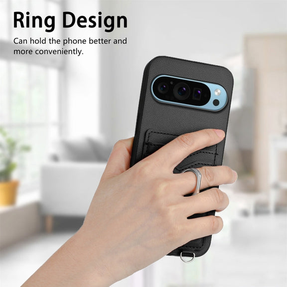 For Google Pixel 9 / 9 Pro R20 Ring Card Holder Phone Case(Black)