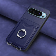 For Google Pixel 9 / 9 Pro R20 Ring Card Holder Phone Case(Blue)