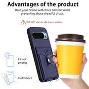 For Google Pixel 9 / 9 Pro R20 Ring Card Holder Phone Case(Blue)