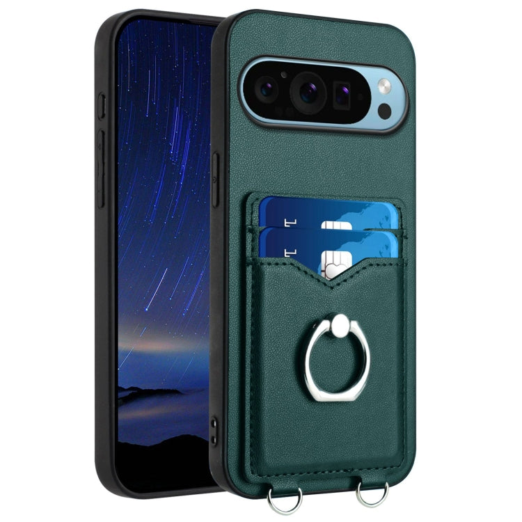 For Google Pixel 9 / 9 Pro R20 Ring Card Holder Phone Case(Green)
