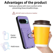 For Google Pixel 9 / 9 Pro R20 Ring Card Holder Phone Case(Purple)