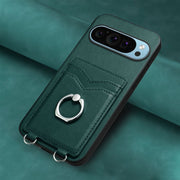 For Google Pixel 9 Pro XL R20 Ring Card Holder Phone Case(Green)