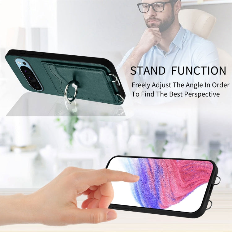For Google Pixel 9 Pro XL R20 Ring Card Holder Phone Case(Green)