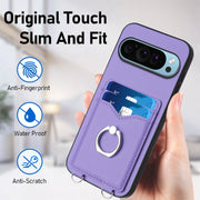 For Google Pixel 9 Pro XL R20 Ring Card Holder Phone Case(Purple)