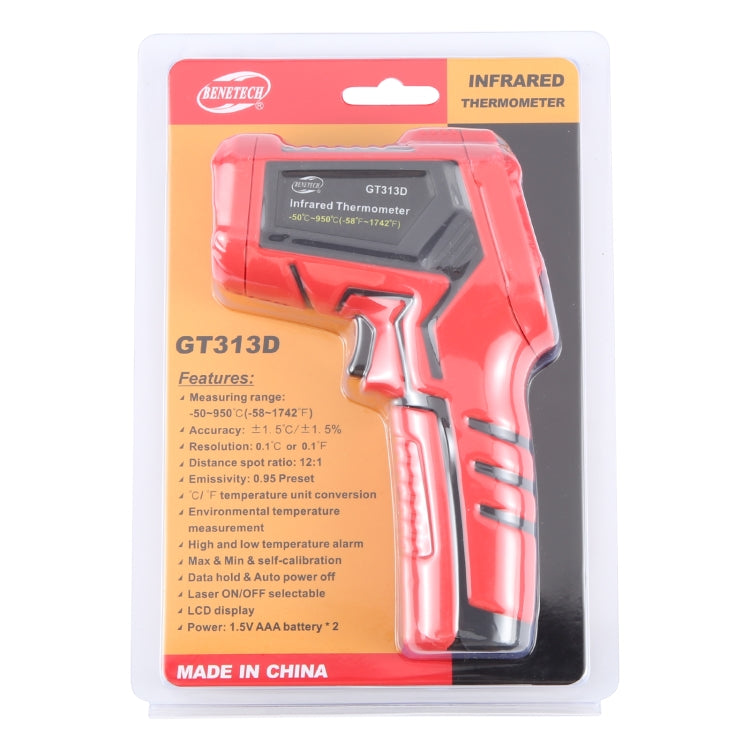 BENETECH GT313D LCD Display Infrared Thermometer, Battery Not Included