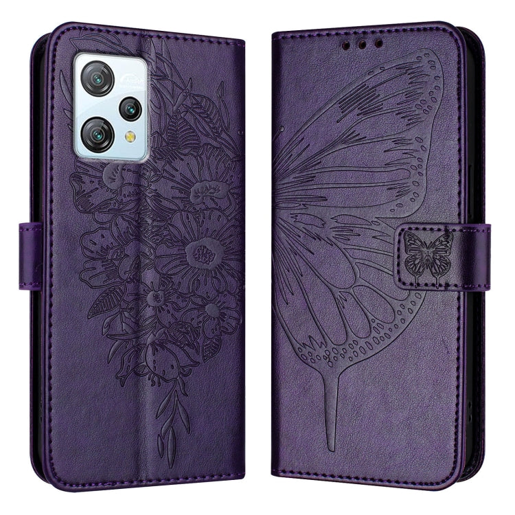 For Blackview A53 Embossed Butterfly Leather Phone Case(Dark Purple)