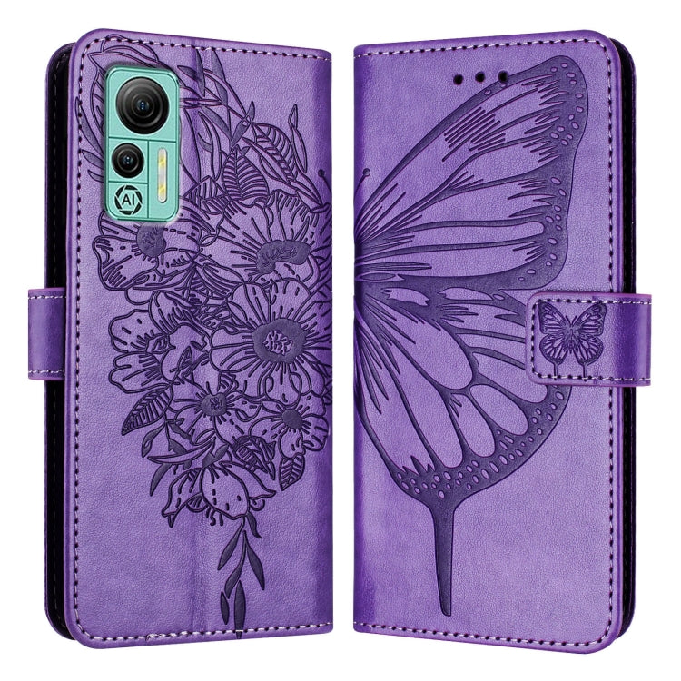 For Ulefone Note 14 Embossed Butterfly Leather Phone Case(Purple)