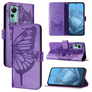 For Ulefone Note 14 Embossed Butterfly Leather Phone Case(Purple)