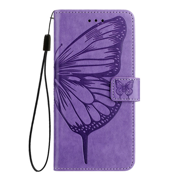 For Ulefone Note 14 Embossed Butterfly Leather Phone Case(Purple)