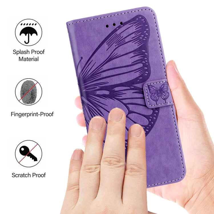 For Ulefone Note 14 Embossed Butterfly Leather Phone Case(Purple)
