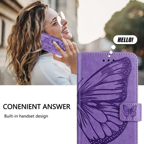 For Ulefone Note 14 Embossed Butterfly Leather Phone Case(Purple)