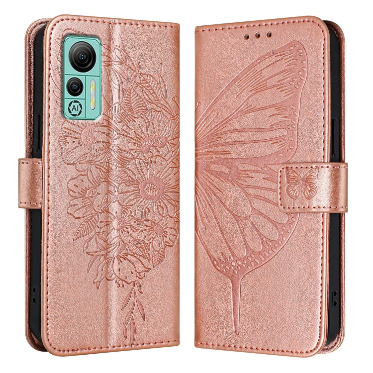 For Ulefone Note 14 Embossed Butterfly Leather Phone Case(Rose Gold)