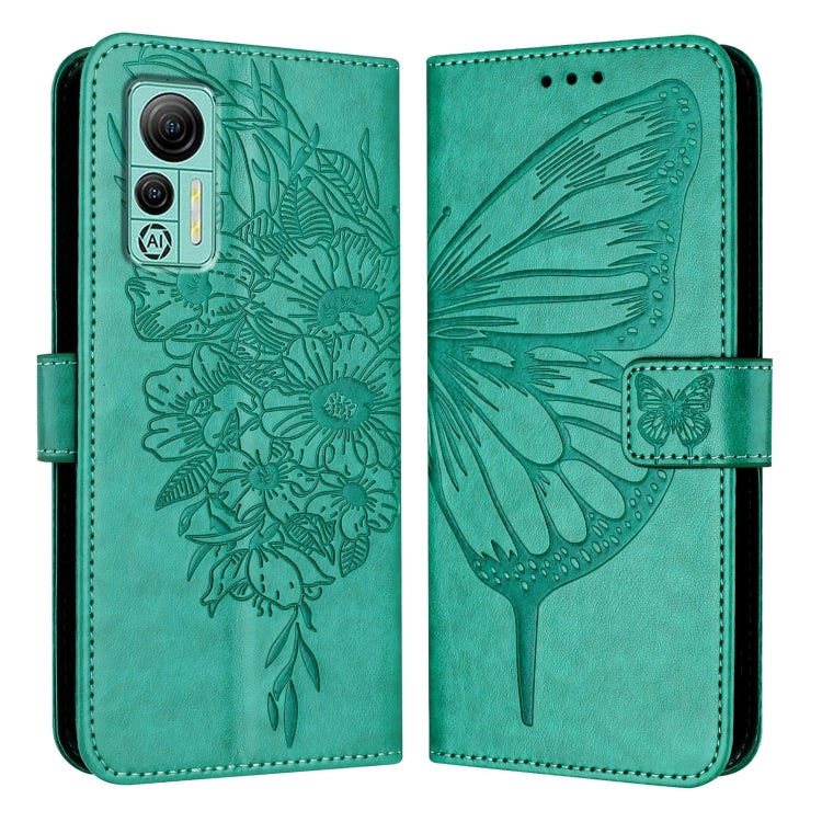 For Ulefone Note 14 Embossed Butterfly Leather Phone Case(Green)