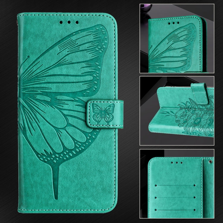 For Ulefone Note 14 Embossed Butterfly Leather Phone Case(Green)