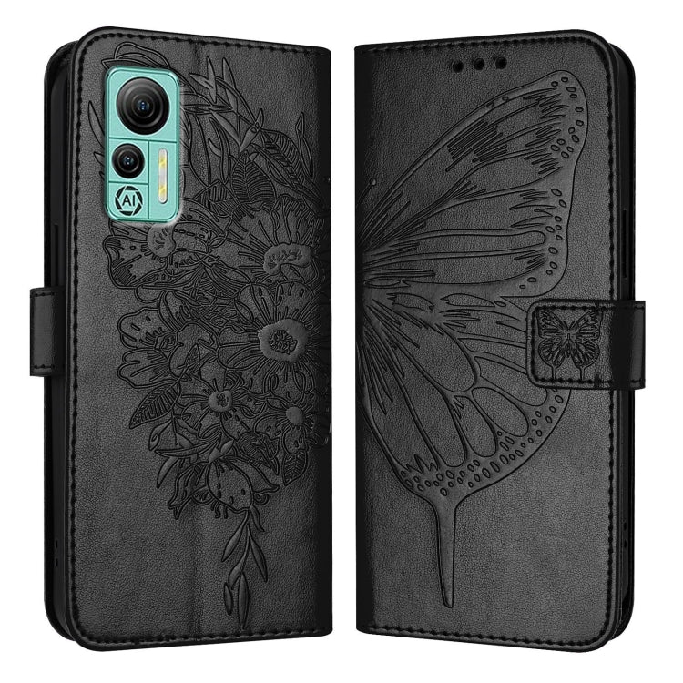 For Ulefone Note 14 Embossed Butterfly Leather Phone Case(Black)