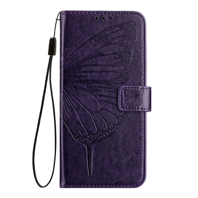 For Ulefone Note 14 Embossed Butterfly Leather Phone Case(Dark Purple)
