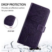 For Ulefone Note 14 Embossed Butterfly Leather Phone Case(Dark Purple)