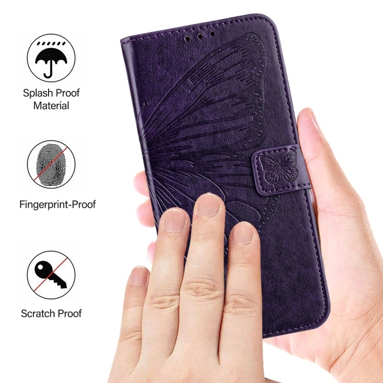For Ulefone Note 14 Embossed Butterfly Leather Phone Case(Dark Purple)
