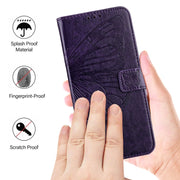 For Ulefone Note 14 Embossed Butterfly Leather Phone Case(Dark Purple)