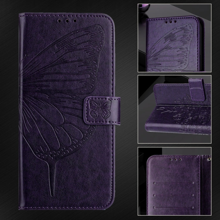 For Ulefone Note 14 Embossed Butterfly Leather Phone Case(Dark Purple)