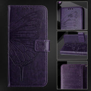 For Ulefone Note 14 Embossed Butterfly Leather Phone Case(Dark Purple)