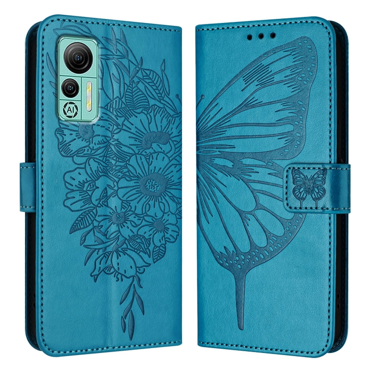 For Ulefone Note 14 Embossed Butterfly Leather Phone Case(Blue)