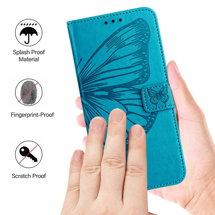 For Ulefone Note 14 Embossed Butterfly Leather Phone Case(Blue)