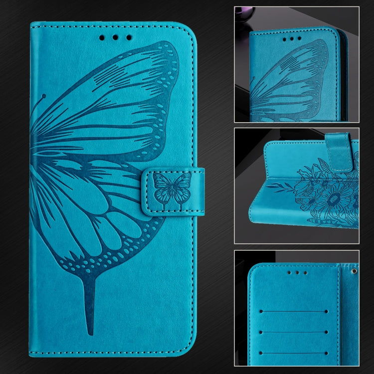 For Ulefone Note 14 Embossed Butterfly Leather Phone Case(Blue)