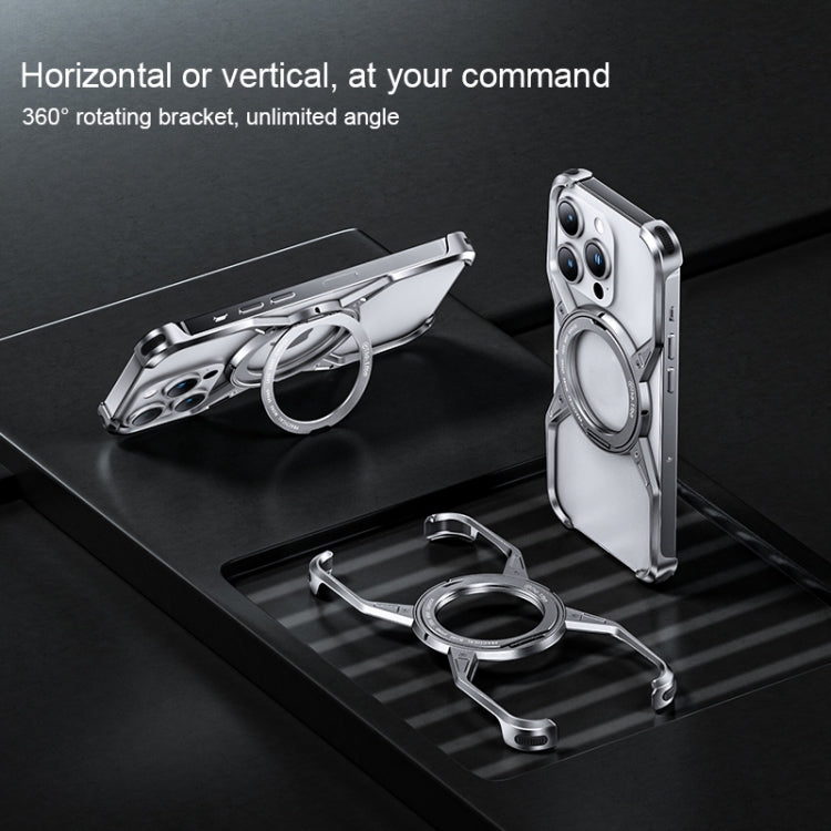 For iPhone 16 Pro Max Aluminum Alloy Frameless 360-Degree Rotating Phone Case(Grey)
