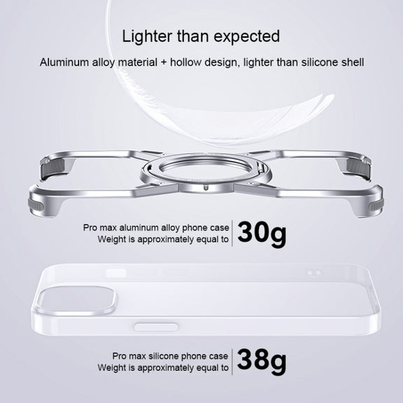 For iPhone 16 Pro Max Aluminum Alloy Frameless 360-Degree Rotating Phone Case(Grey)