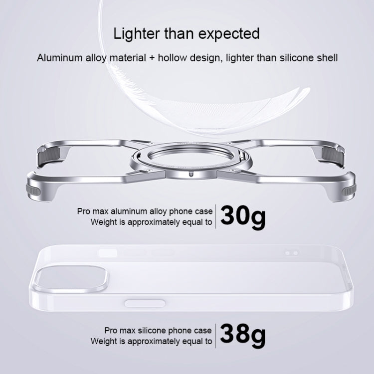For iPhone 16 Pro Aluminum Alloy Frameless 360-Degree Rotating Phone Case(Grey)