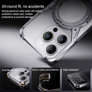 For iPhone 16 Aluminum Alloy Frameless 360-Degree Rotating Phone Case(Grey)