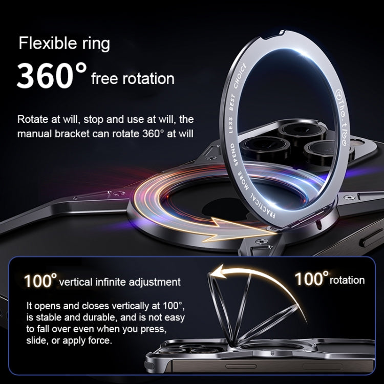 For iPhone 16 Pro Max Aluminum Alloy Frameless 360-Degree Rotating Phone Case(Grey)