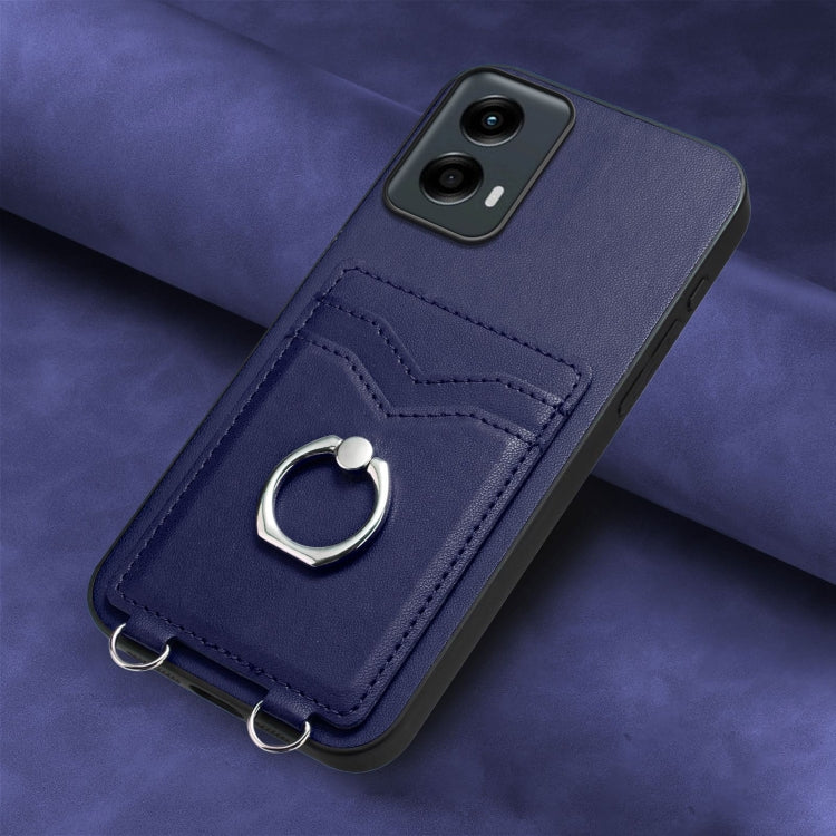 For Motorola Moto G Play 2024 5G R20 Ring Card Holder Phone Case(Blue)