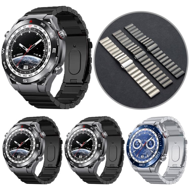 22mm Three Plants Flat Buckle Titanium Alloy Watch Band(Silver)