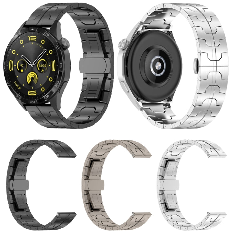 22mm Butterfly Buckle Titanium Alloy Watch Band(Grey)