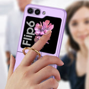 For Samsung Galaxy Z Flip6 GKK Ultra-thin PC Full Coverage Phone Case with Ring Holder(Silver)