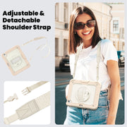 For iPad Air 11 2024 Silicone Hybrid PC Tablet Case with Shoulder Strap(Beige + Rose Gold)