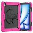 For iPad Air 13 2024 Silicone Hybrid PC Tablet Case with Shoulder Strap(Black + Rose Red) - iPad Air 13 2024 Cases by PMC TechLife | Online Shopping South Africa | PMC TechLife | Buy Now Pay Later Mobicred