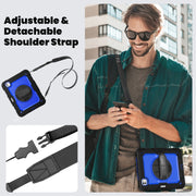 For iPad Pro 11 2024 Silicone Hybrid PC Tablet Case with Shoulder Strap(Dark Blue + Black)