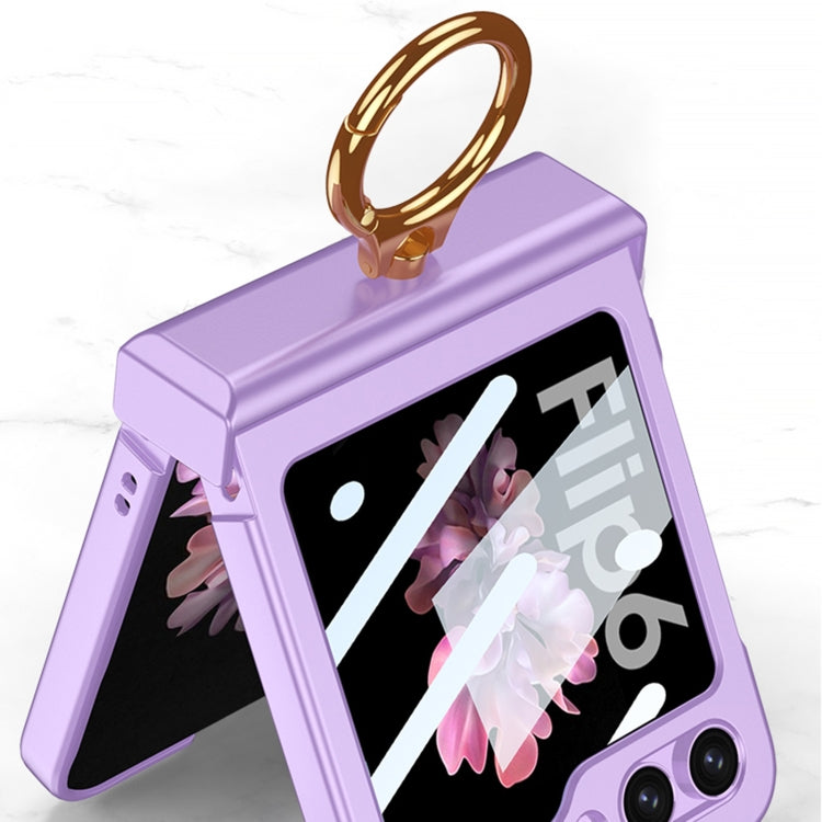 For Samsung Galaxy Z Flip6 GKK Integrated Ultra-thin Hinge Full Coverage Phone Case with Ring(Pink)