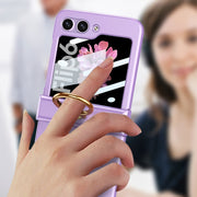 For Samsung Galaxy Z Flip6 GKK Integrated Ultra-thin Hinge Full Coverage Phone Case with Ring(Pink)