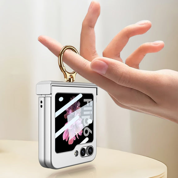 For Samsung Galaxy Z Flip6 GKK Integrated Ultra-thin Hinge Full Coverage Phone Case with Ring(Titanium Gray)