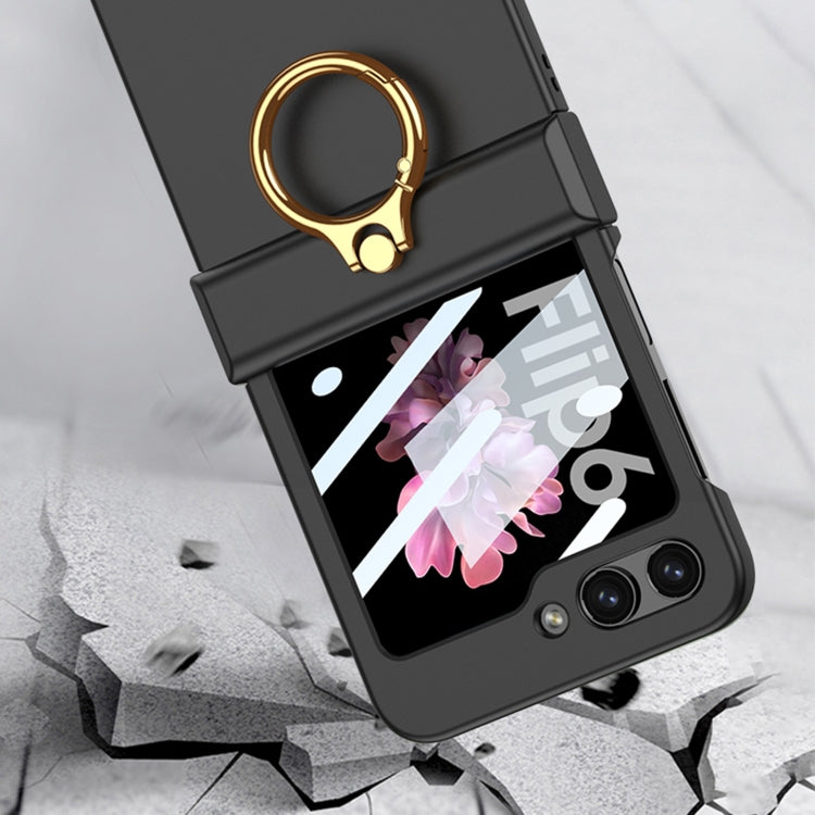 For Samsung Galaxy Z Flip6 GKK Integrated Ultra-thin Hinge Full Coverage Phone Case with Ring(Titanium Gray)
