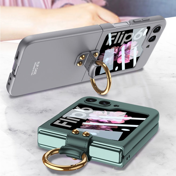 For Samsung Galaxy Z Flip6 / Flip7 FE GKK Integrated Ultra-thin PC Full Coverage Phone Case with Ring Holder(Silver)