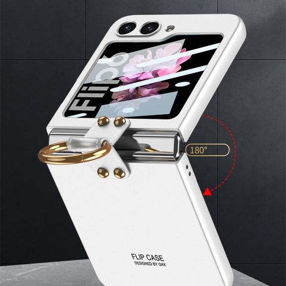 For Samsung Galaxy Z Flip6 / Flip7 FE GKK Integrated Ultra-thin PC Full Coverage Phone Case with Ring Holder(Silver)