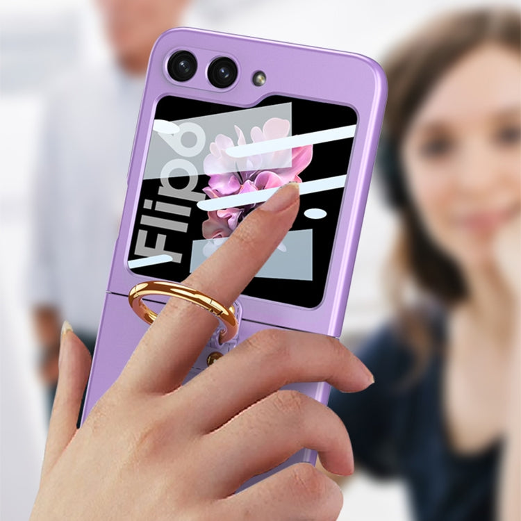 For Samsung Galaxy Z Flip6 / Flip7 FE GKK Integrated Ultra-thin PC Full Coverage Phone Case with Ring Holder(Titanium Gray)