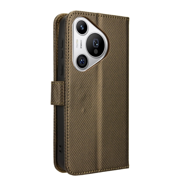 For Huawei Pura 70 Diamond Texture Leather Phone Case(Brown)