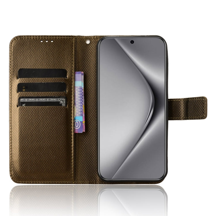 For Huawei Pura 70 Diamond Texture Leather Phone Case(Brown)